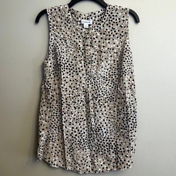 Liz Claiborne Tops - Liz Claiborne Polka Dot Blouse Size L Sleeveless Workwear Office Top Rayon